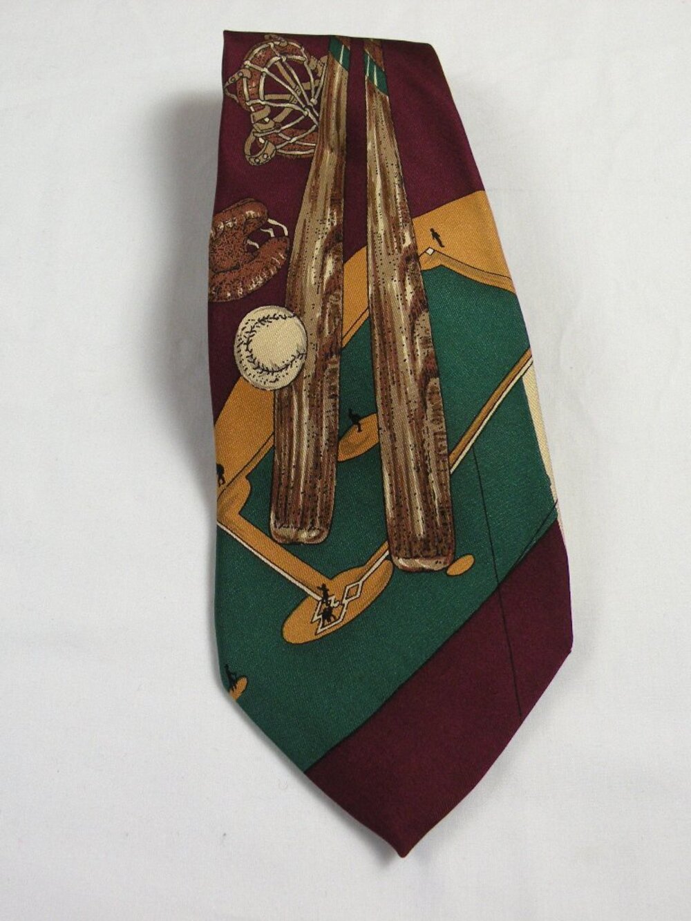Vintage Robert Talbott Mens Silk Tie Hand Sewn Baseball Sports